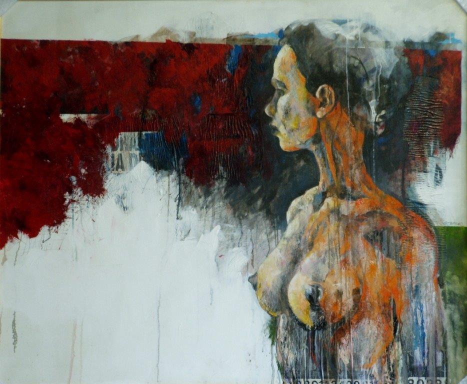 O.P Figure su fondo rosso 100x120