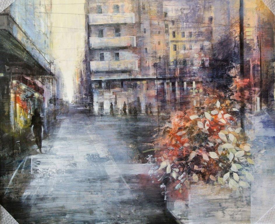 Omaggio floreale nel quartiere 100x120