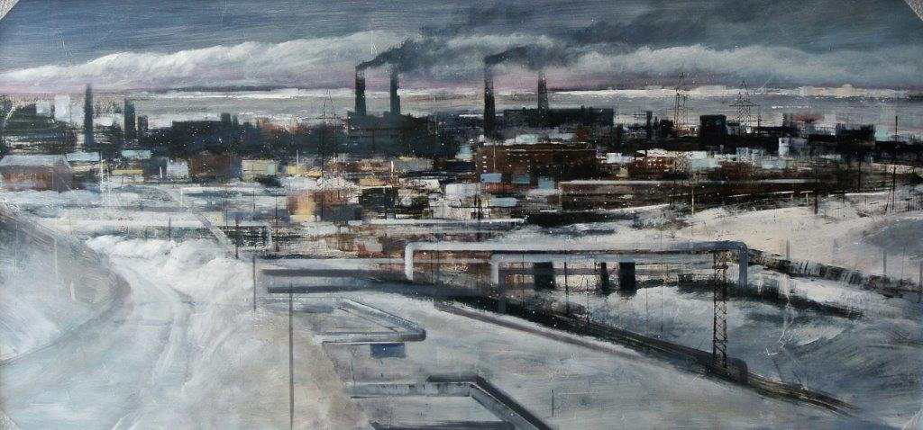 Zona indistriale con neve  100x200