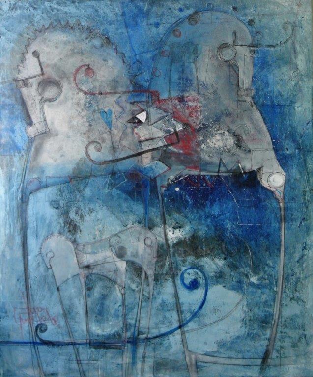 Insieme di ricordi con ripiani confusi 100x120