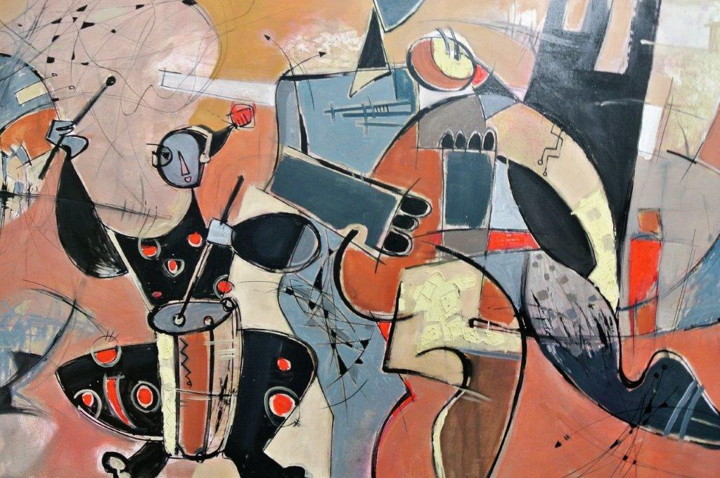 O.P La danza del tamburo 100x150