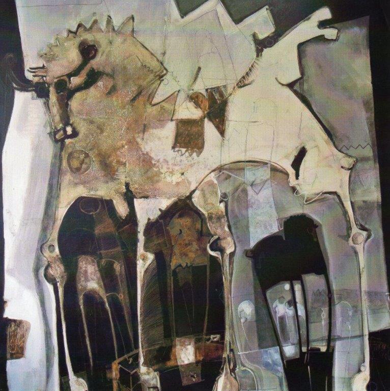 O.P Composizione di pensieri con cavalli contrapposti 200x200