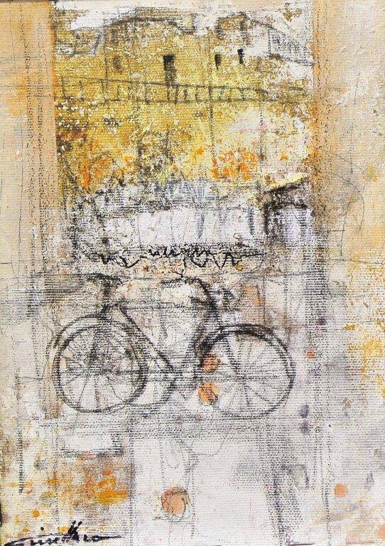 Paesaggio con bici 18,5x26