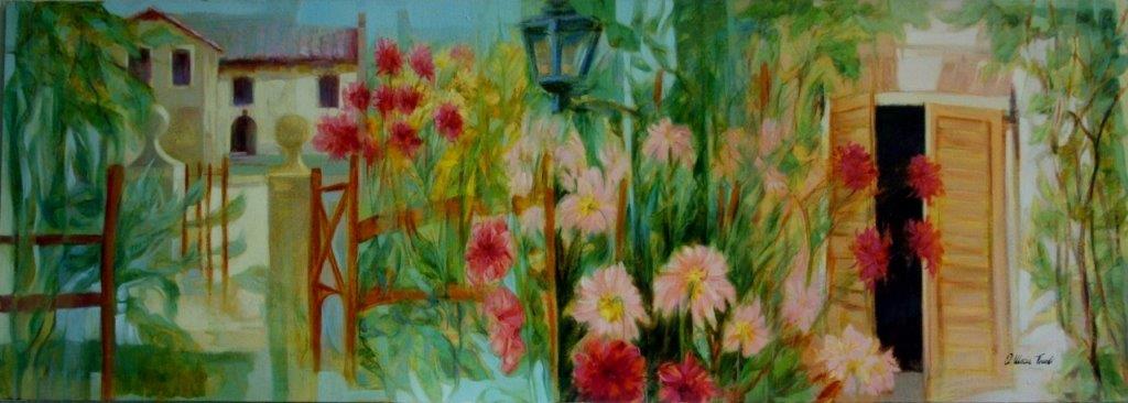 Strada di primavera verso la scuola 50x140