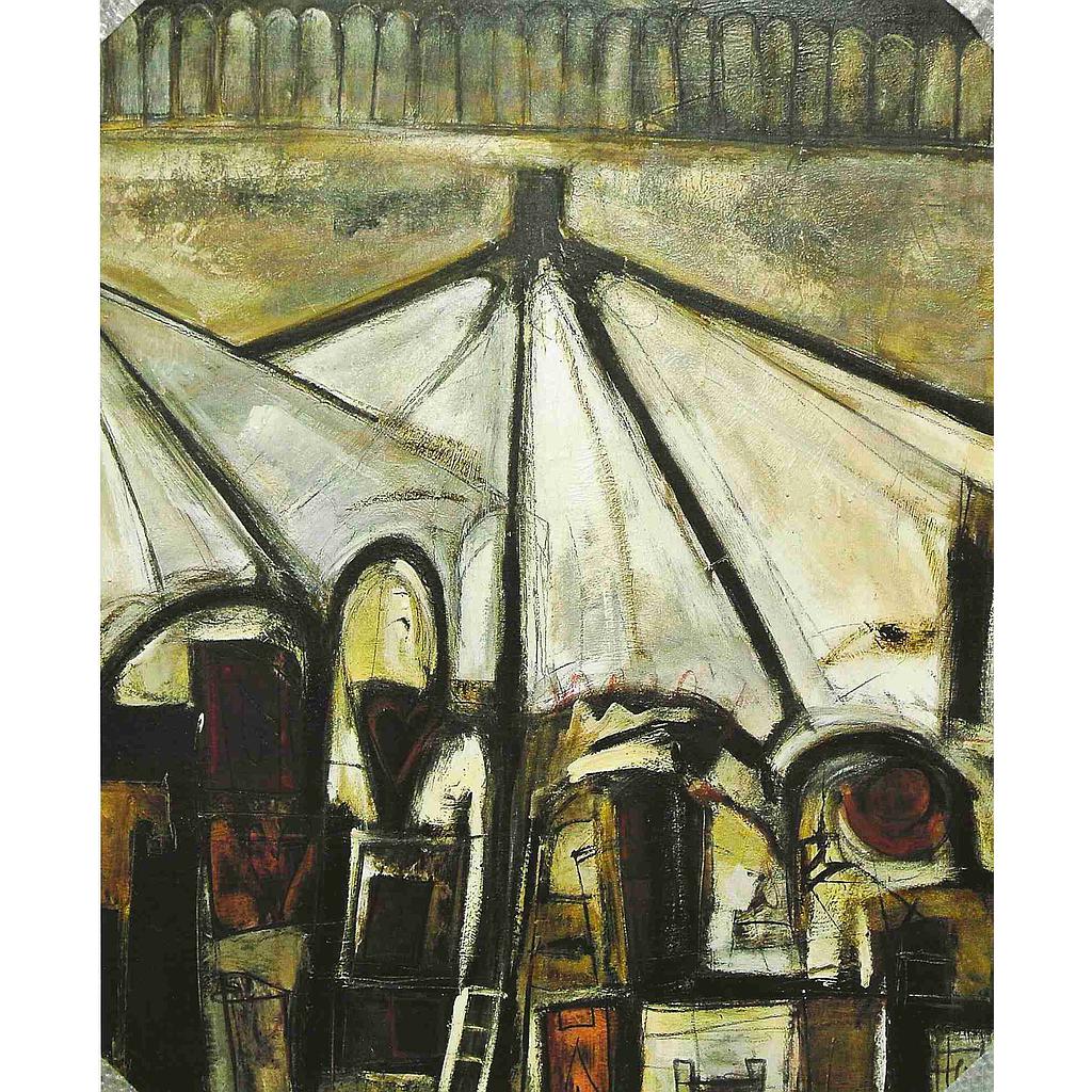 Piazza erbe con ricordi lontani (I) 100x120