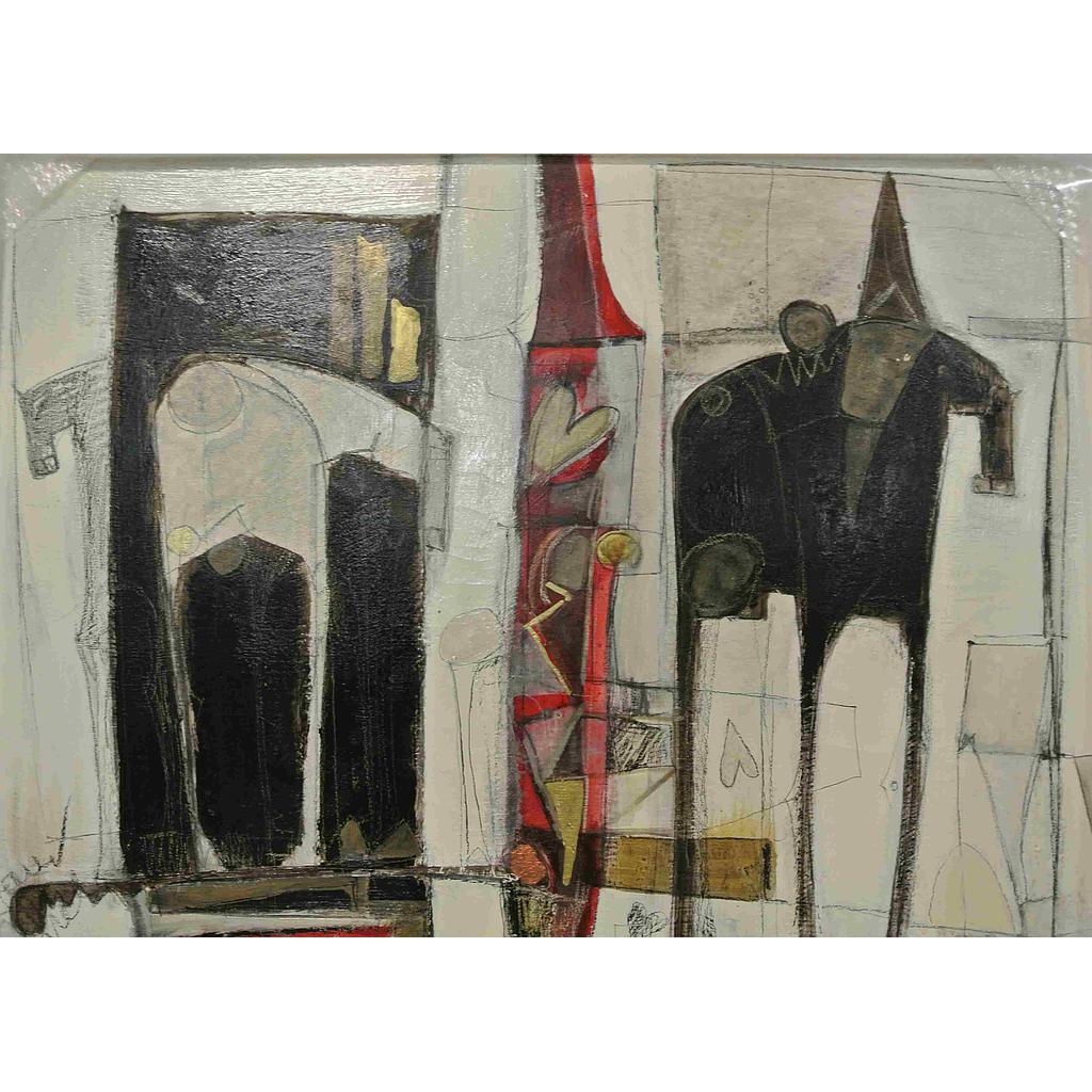 Cavalli pensanti in riquadri di ricordi 76x96