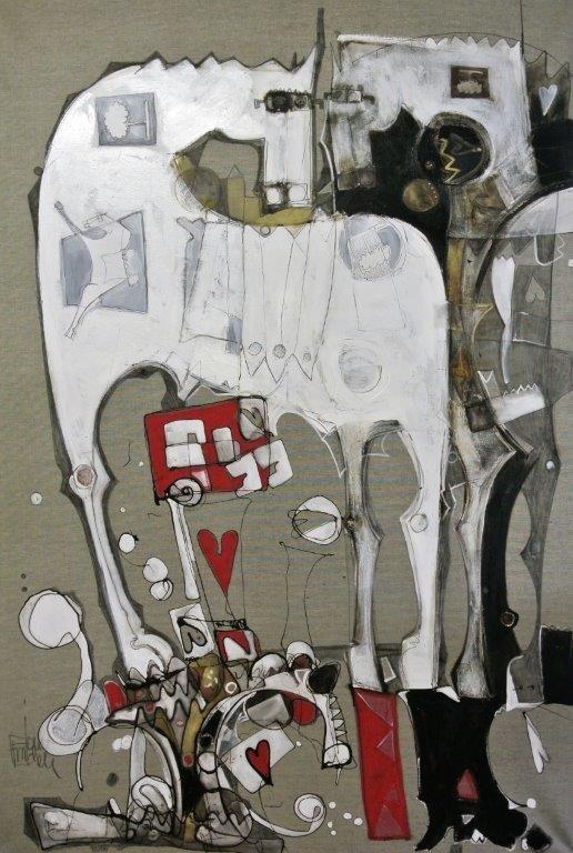 Cavalli pensanti e sagome di pensieri 150x220