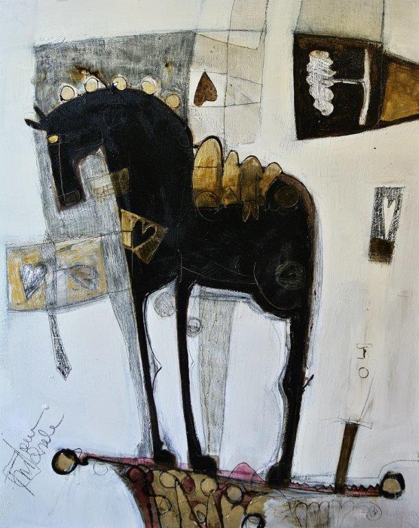 Cavallo su vaso e trasparenze di ricordi 76x96