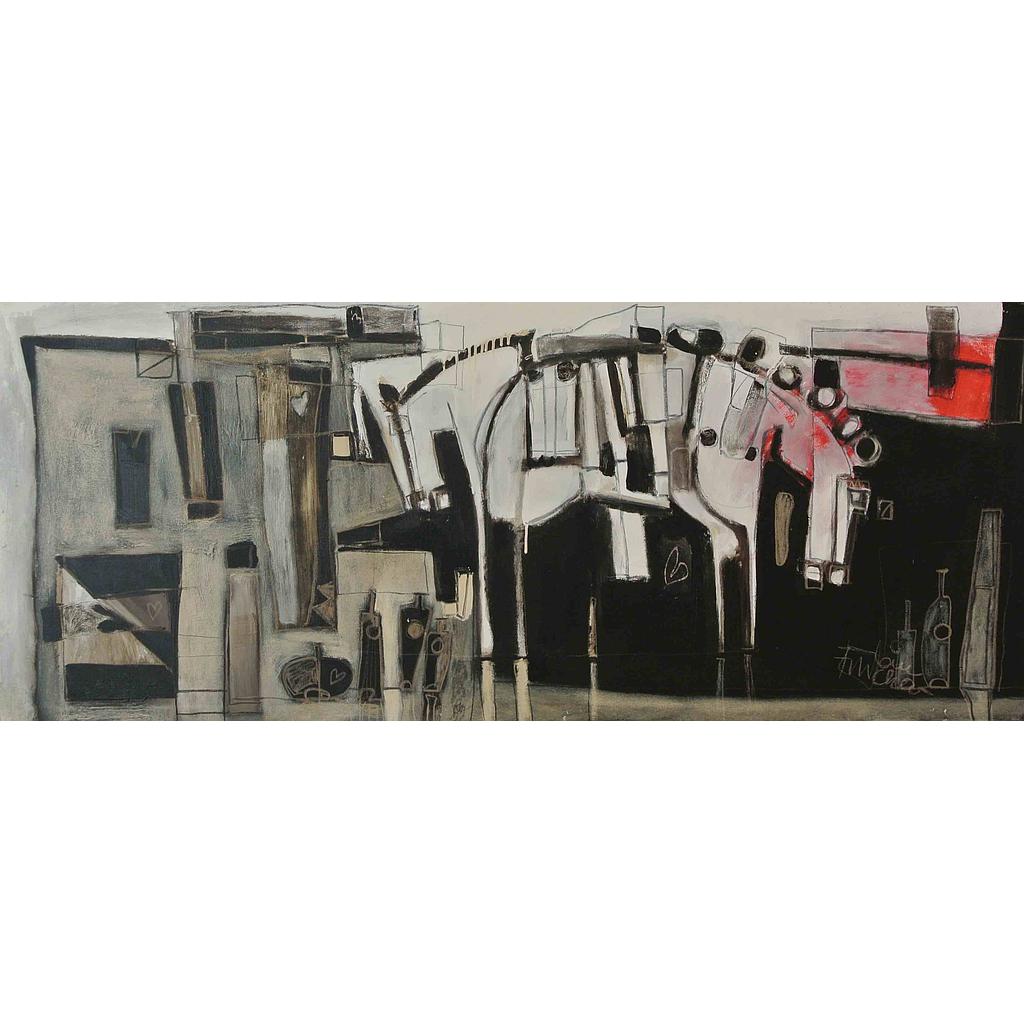 Cavalli contrapposti con ripiani geometrici 70x170