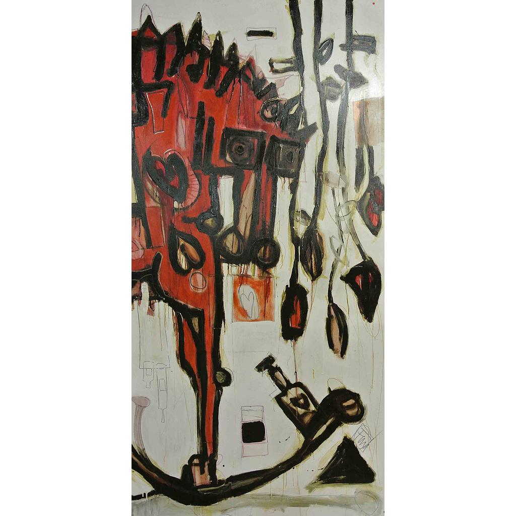 Cavallo in equilibrio con tulipani recisi 100x200