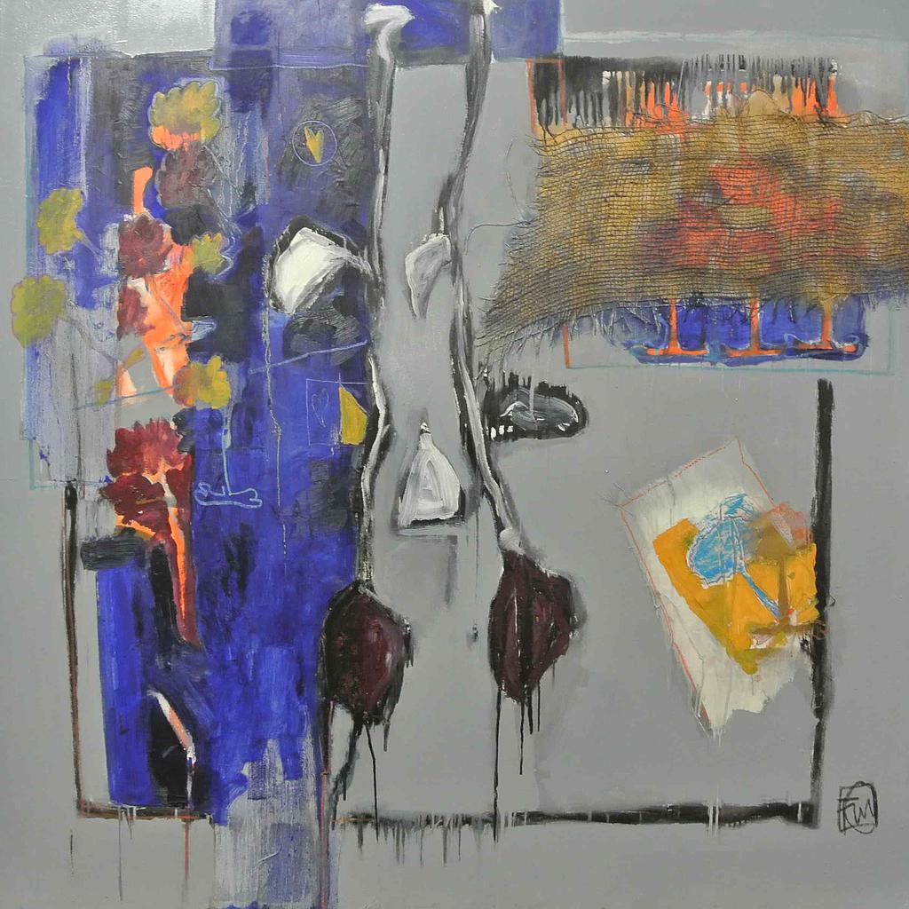 Tulipani in fondo blu 130x130