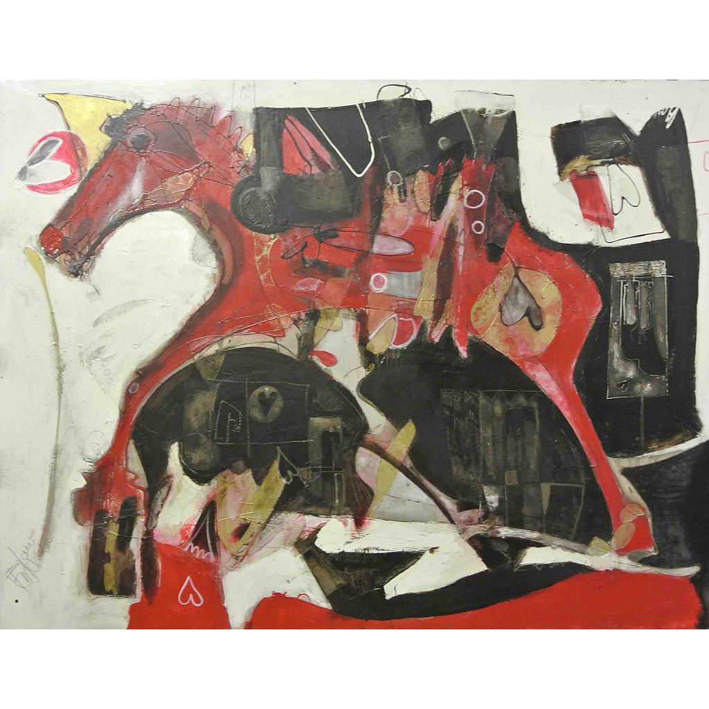 O.P Grovigli di cavalli pensanti su ripiani fantasie 130x170