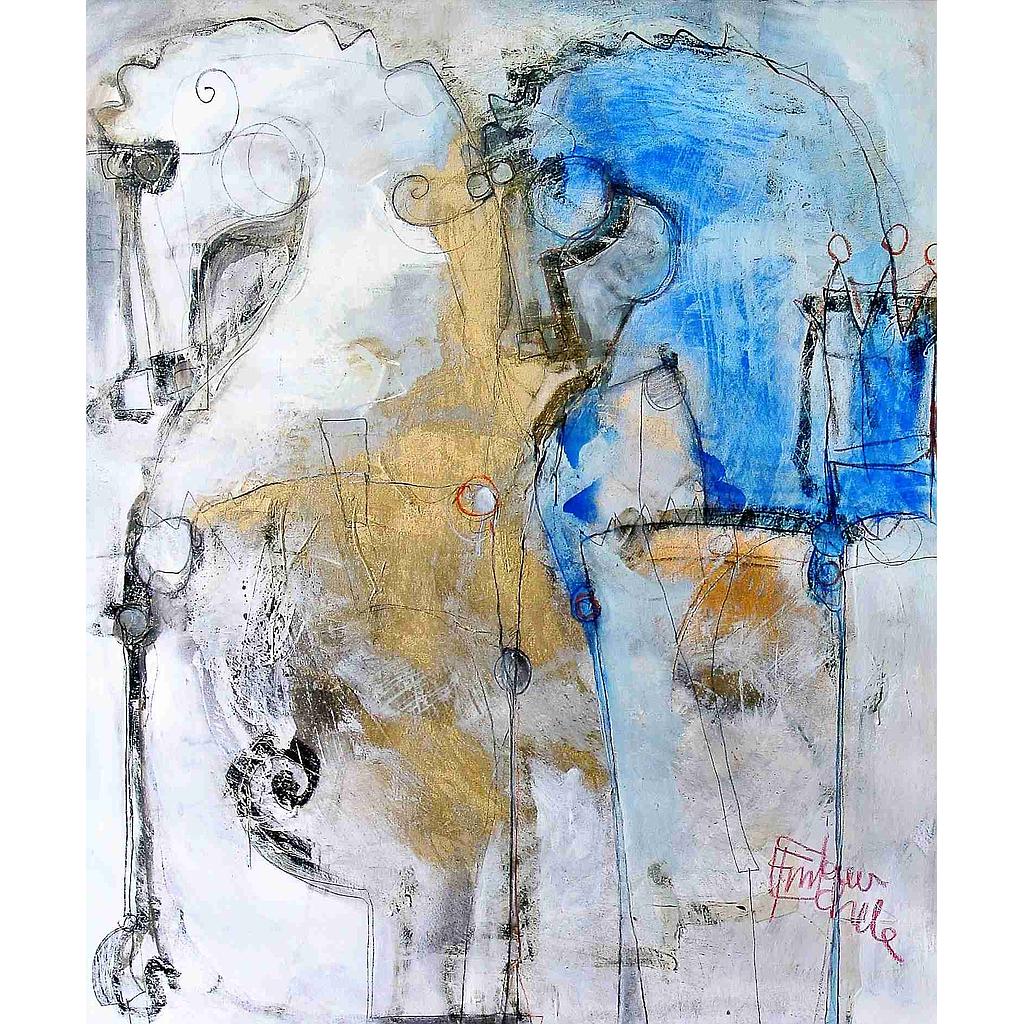 Cavalli contrapposti da pensieri di cromie 100x120