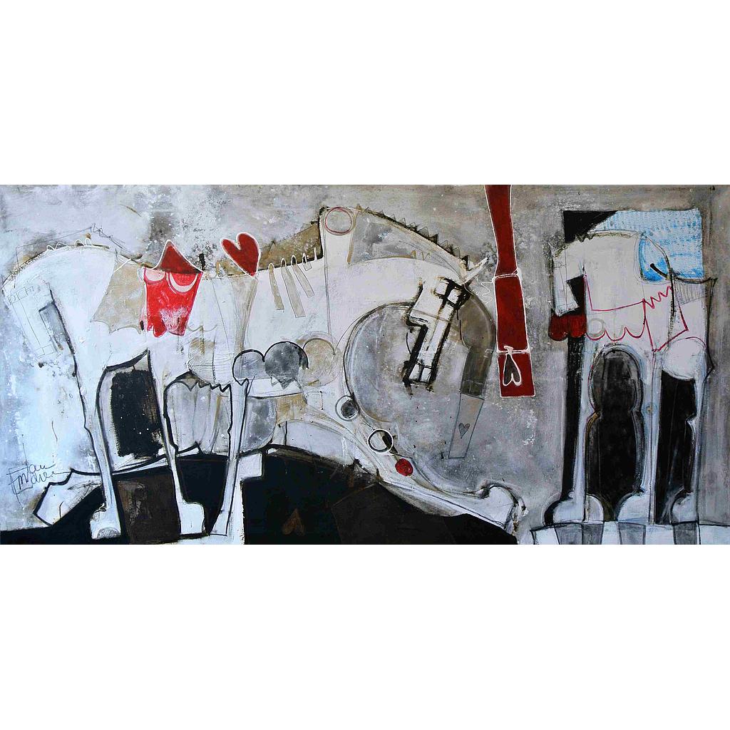 Cavalli pensanti e confusi su ripiani 100x200