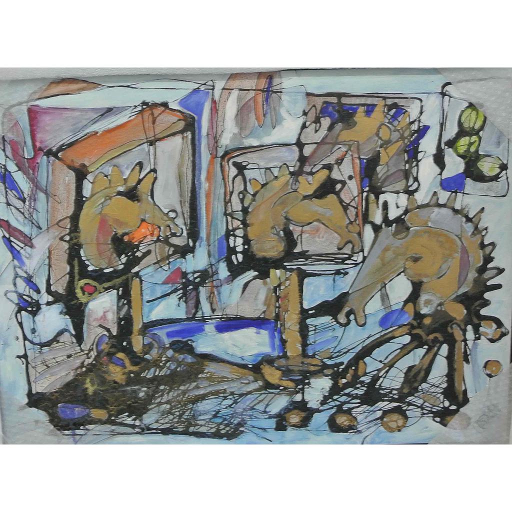 Cavalli pensanti su piedistallo 60x80