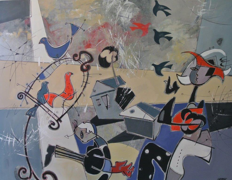 Prova d'orchestra in volo 130x170