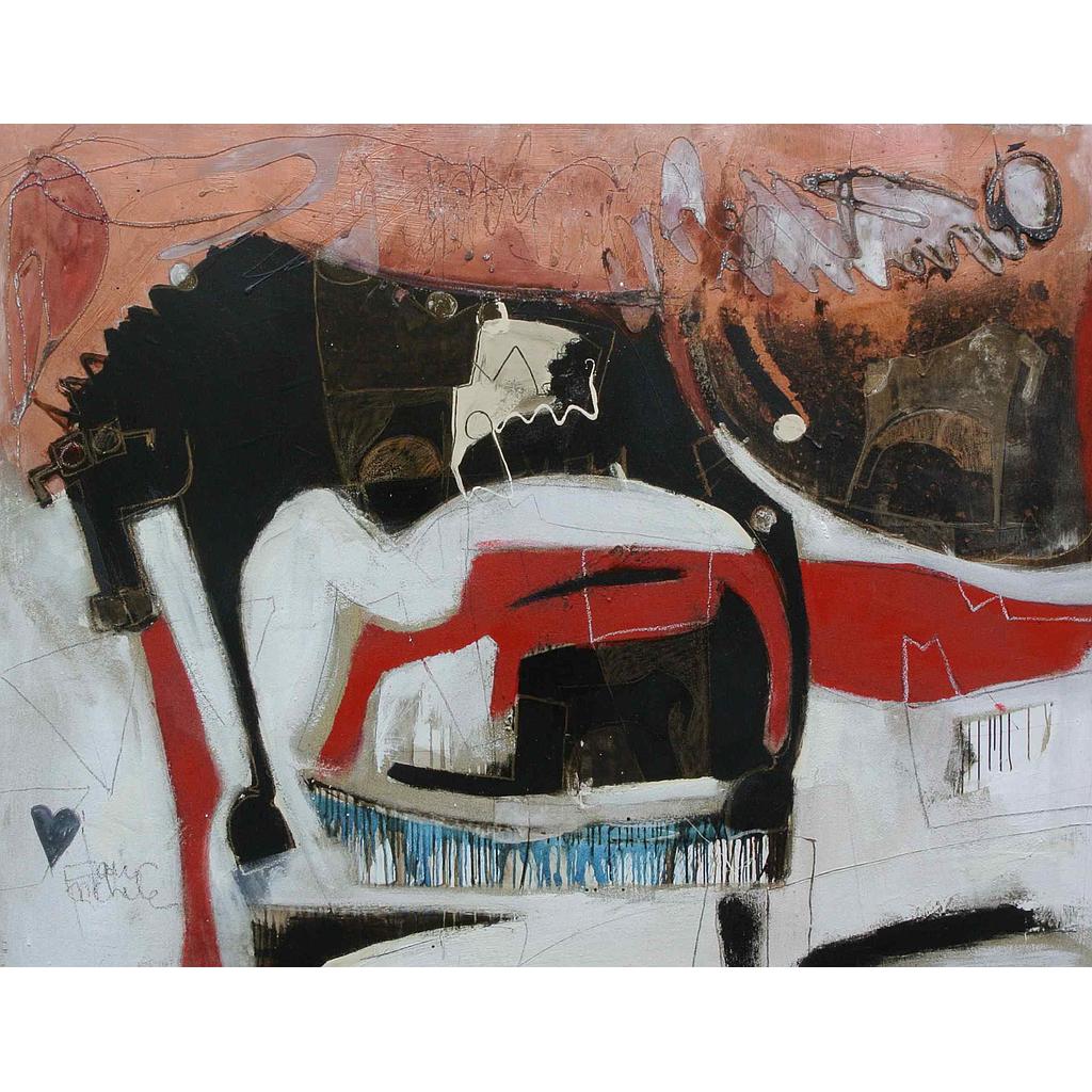 Cavallo pensante e ripiani di pensieri 130x170