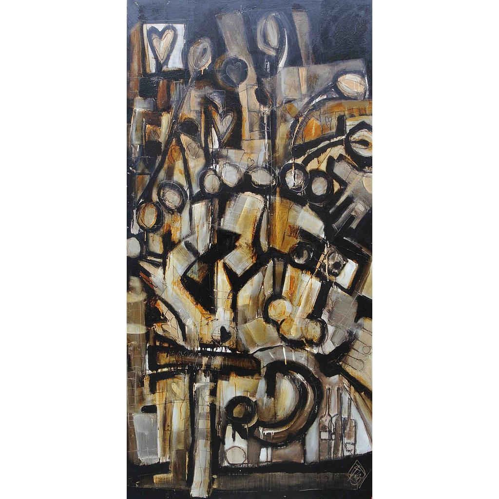 Cavallo su piedistallo e tulipani danzanti 100x200