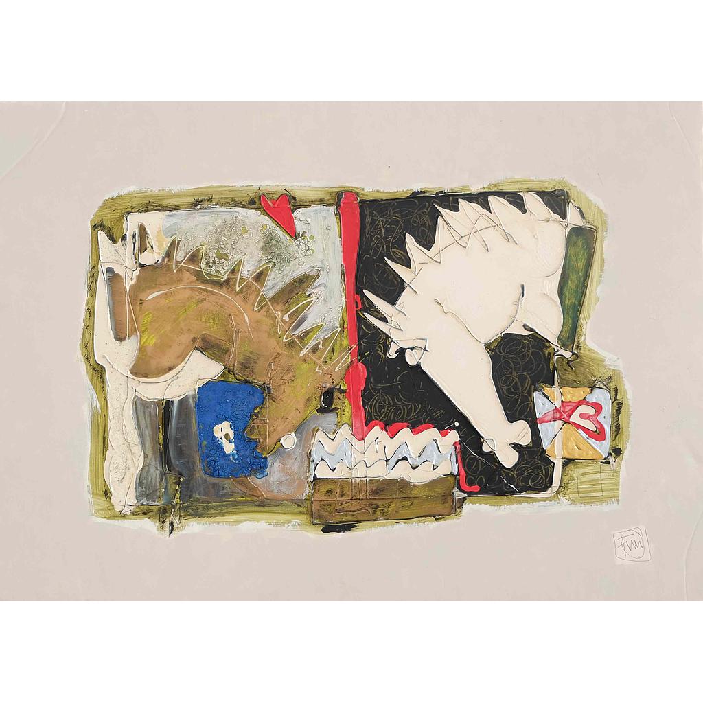 100x70 Testa a testa di due cavalli