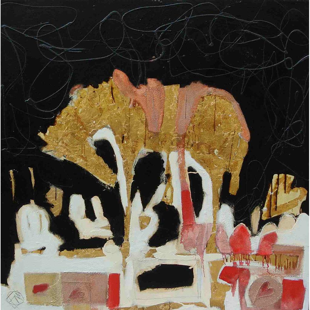 Cavallo dorato con ricordi nascosti 130x130