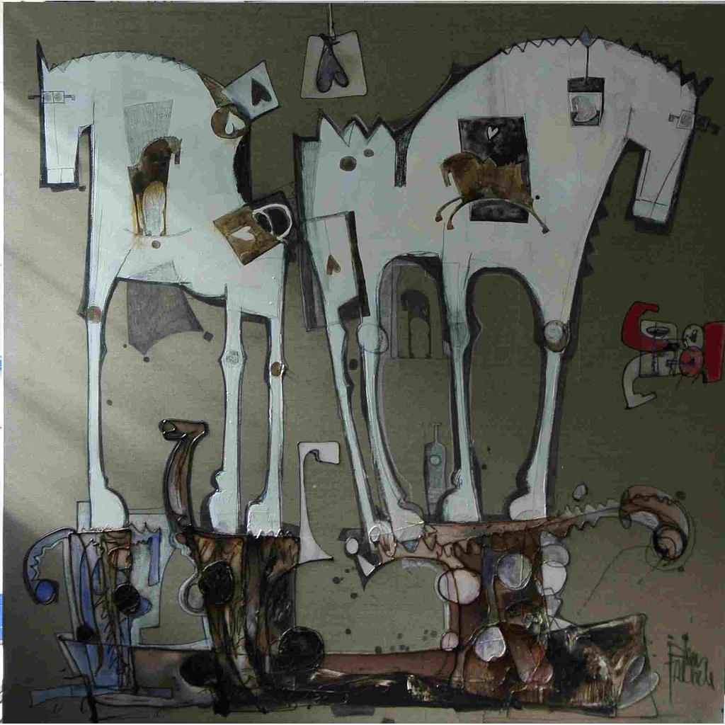 Cavalli opposti su vasi trasparenti 200x200