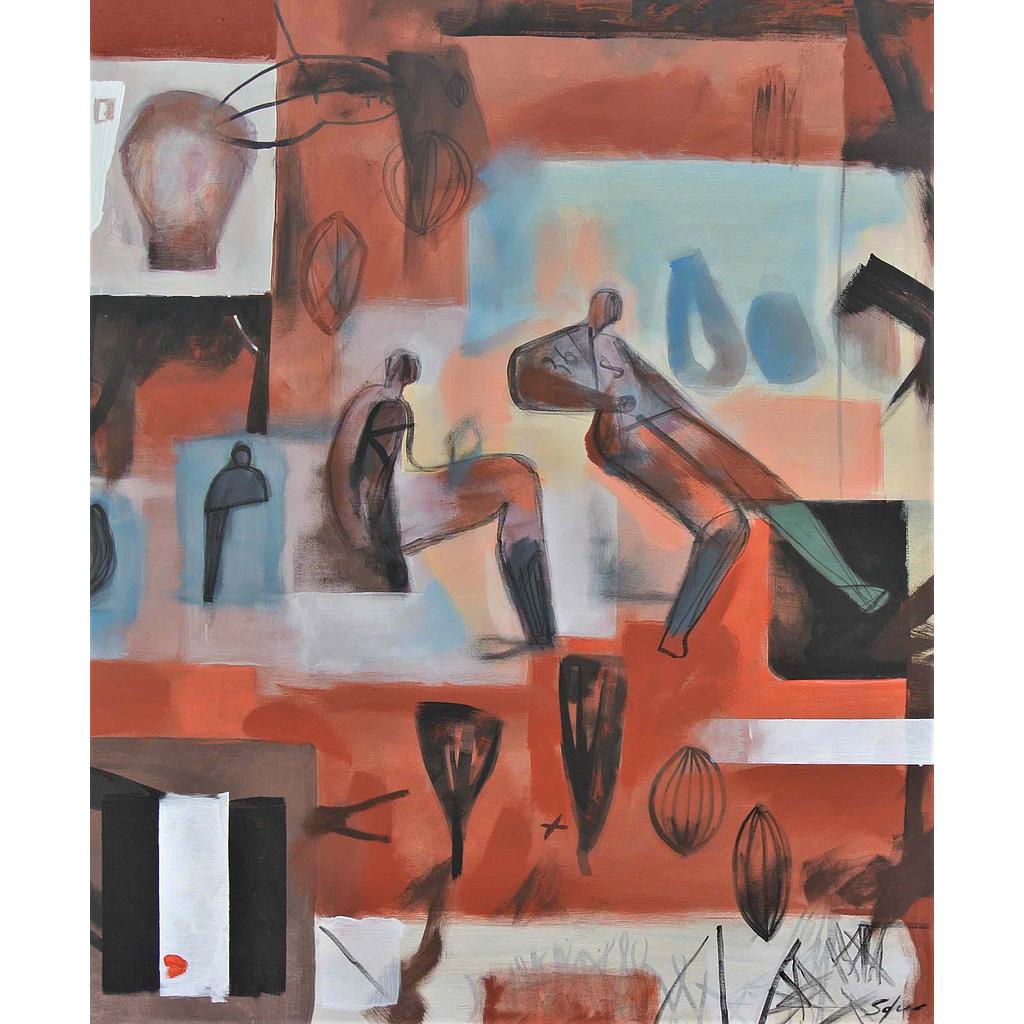 Terra, rosso fuoco. 100x120