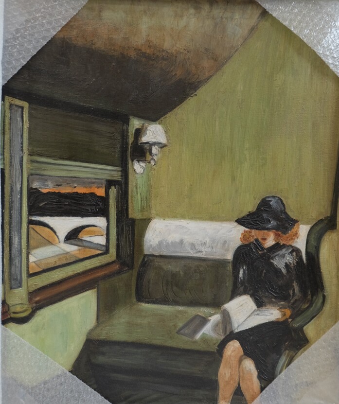 La donna in treno 50x60