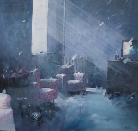 Interno in contro luce blu 100x100