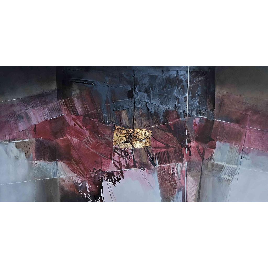 Sulle colline dai riflessi rossi. 100x200