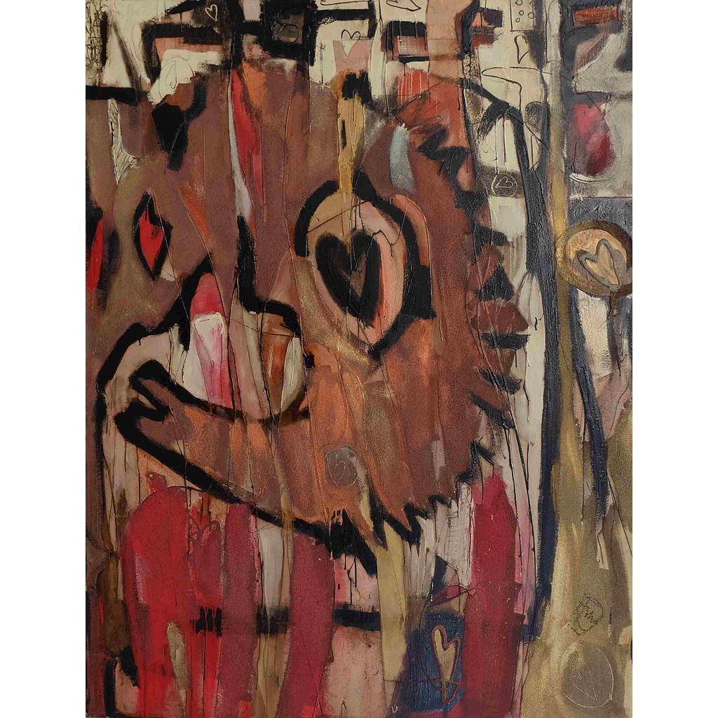 130x170 Cavallo pensante con ritagli di cuore