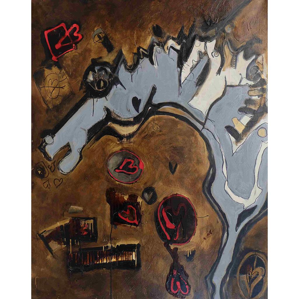 130x170 Profilo di cavallo pensante e cuori