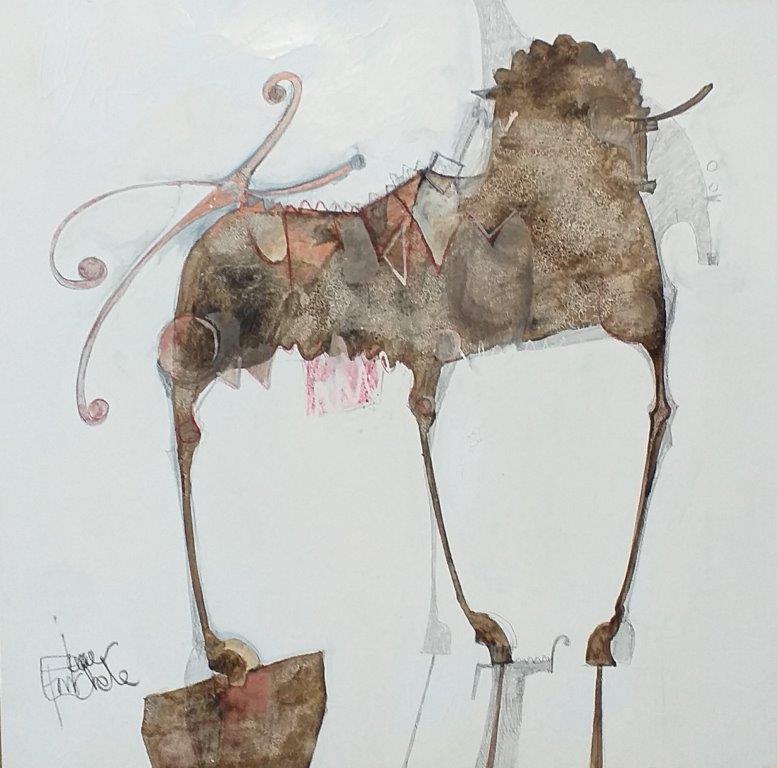 Cavalli contrapposti su livelli pensanti 100x100