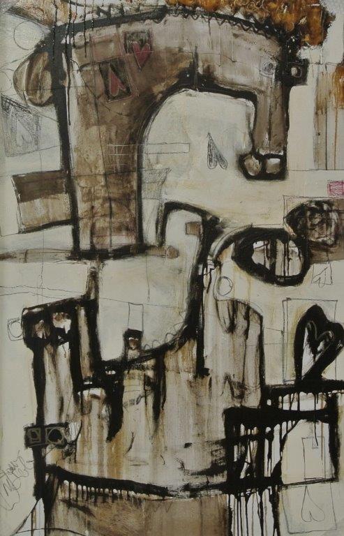 Cavalli contrapposti su piedistalli pieni di pensieri 100x150